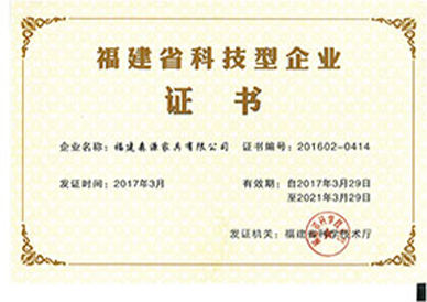 Certificate of Technology-based Enterprises in Fujian Province (2017 - 2021)