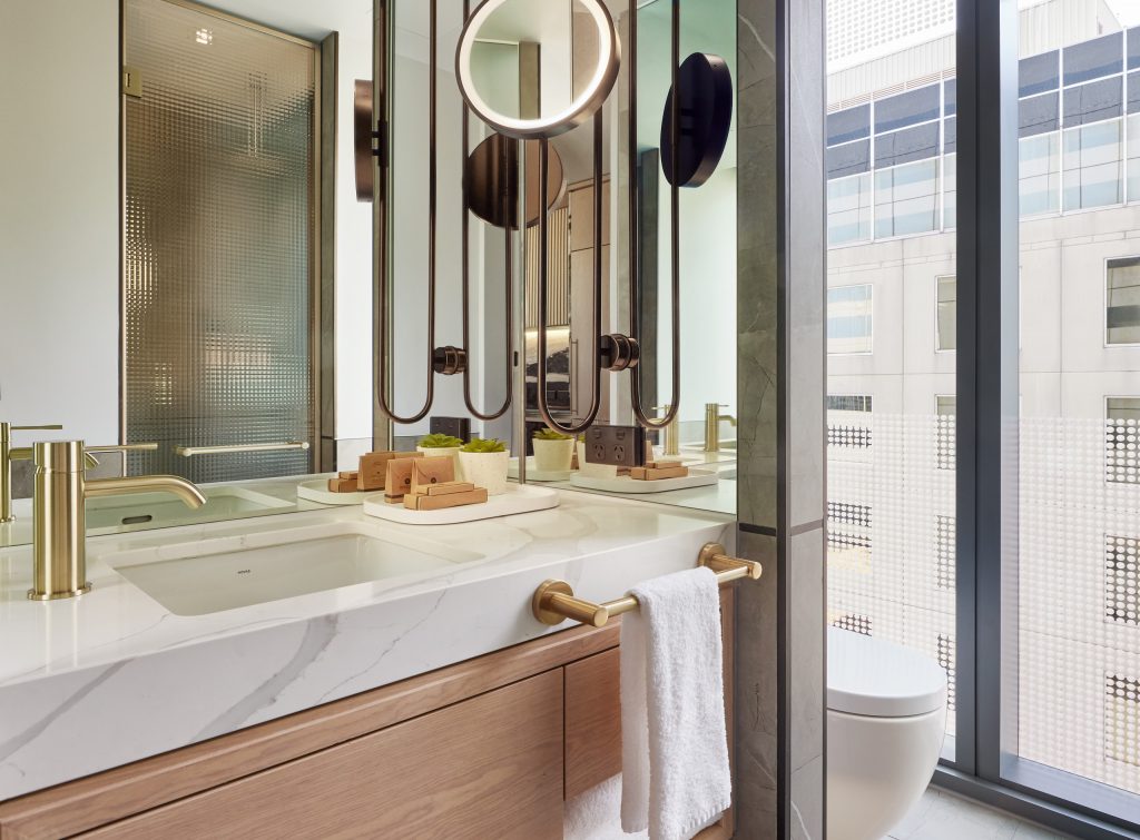 The washroom of Yilan Parliament Garden Hotel in Melbourne